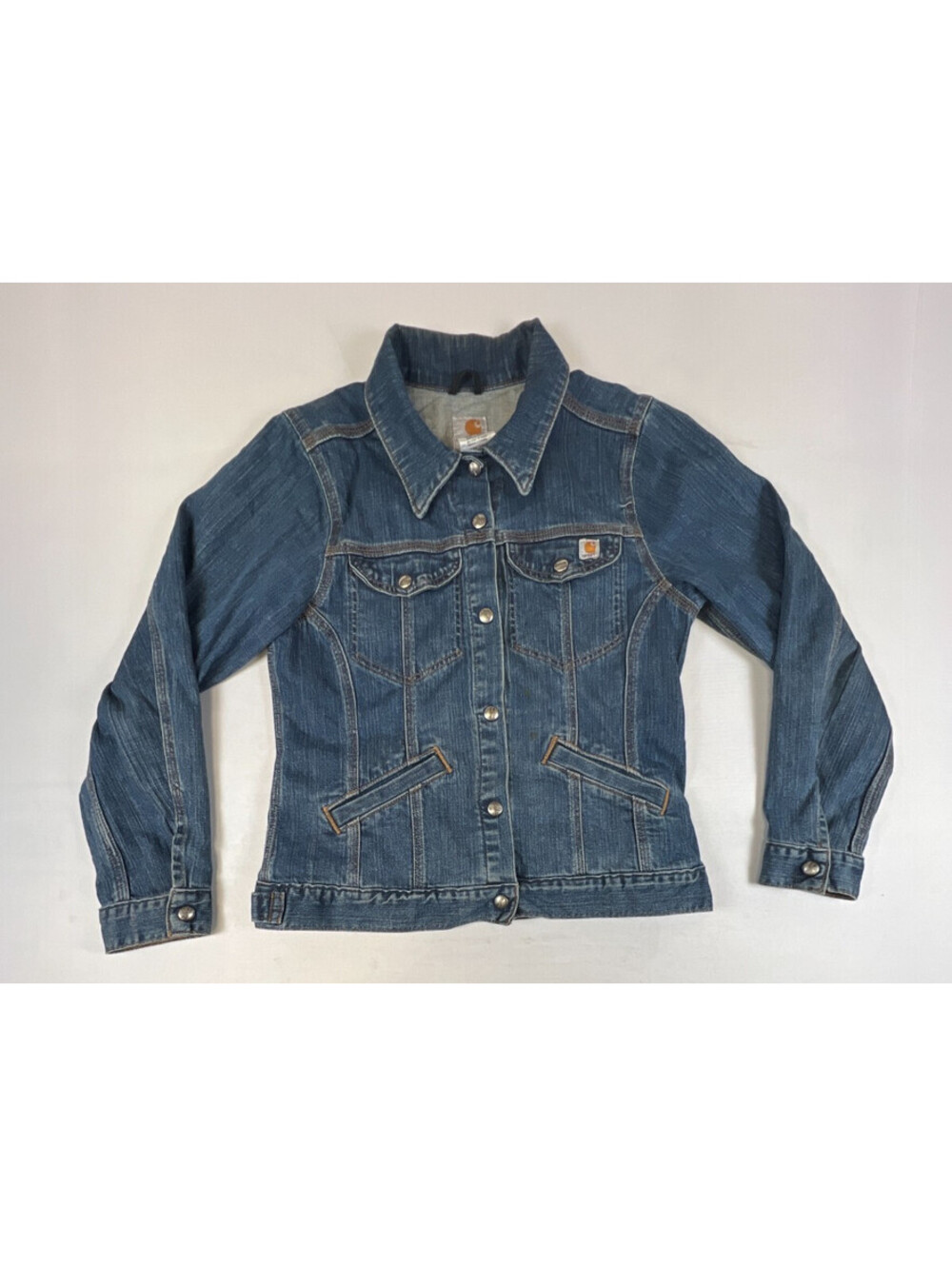 Carhartt Womens Medium Blue Cotton Blend Denim Workwear Jacket WJ001 FIO